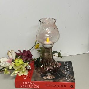 Home interiors vintage cranberry Glass candleholder